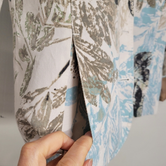 Beatiful Spring Jacket Womens 1  White Blazer Long  Tress Leaves Cotton/ Silk - Picture 4 of 9